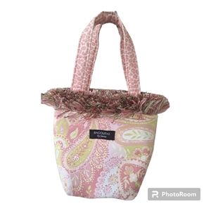 Bagolitas by Janice Small Purse Tote Bag green pink fabric cheetah print handles